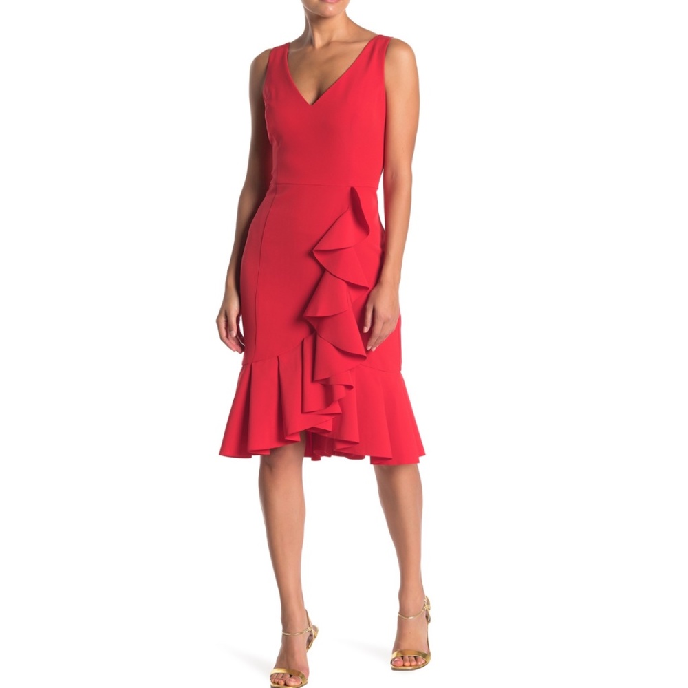 MARINA | V-Neck Sleeveless Ruffle Dress